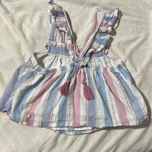 Striped tank with tassel detail on back